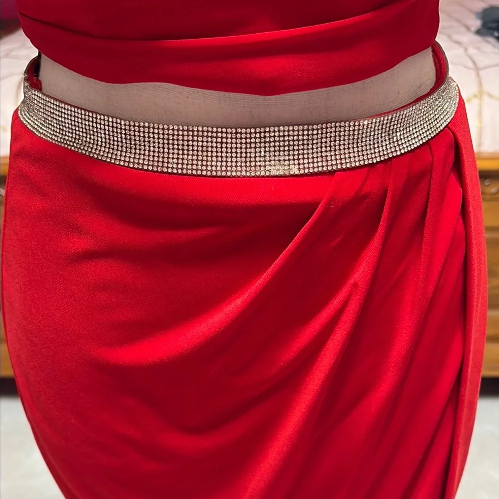 Splash Red Two-Piece with Rhinestone Detail - Picture 2 of 5